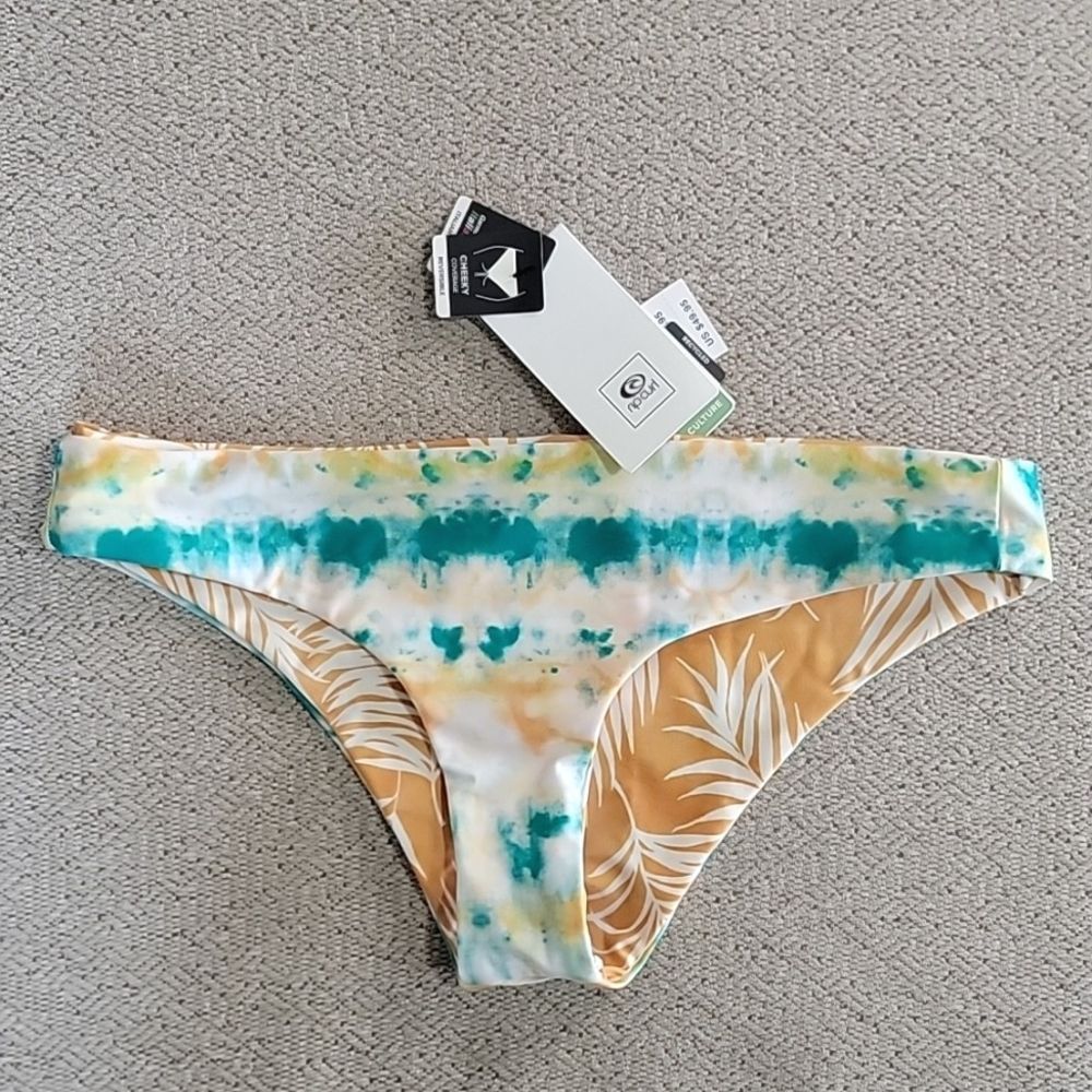 Rip Curl Cheeky Reversible Tie Dye Palm Bikini Swimsuit Bottom - Size Small
